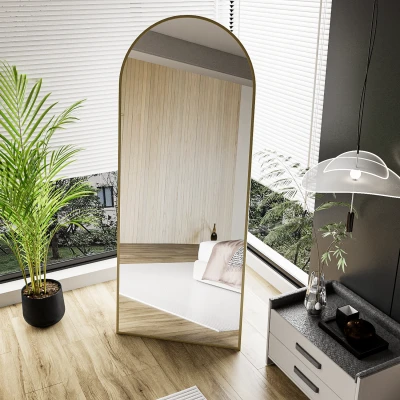 [EVDEMO-2297] Pamir Gold Metal Çerçeveli Ayaklı Oval Boy Aynası 180x70 Cm