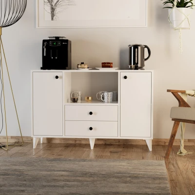 Eti Kahve Köşesi Çok Amaçlı Dolap Konsol Beyaz