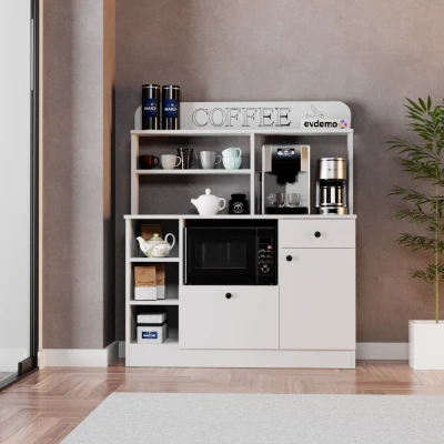 [EVDEMO-1888] Barista Kahve Köşesi Çok Amaçlı Dolap Beyaz