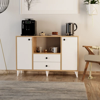 Eti Kahve Köşesi Çok Amaçlı Dolap Konsol Beyaz Atlantik Çam