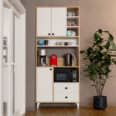 [EVDEMO-1973] Atlas Kahve Köşesi Çok Amaçlı Dolap Beyaz Atlantik Çam