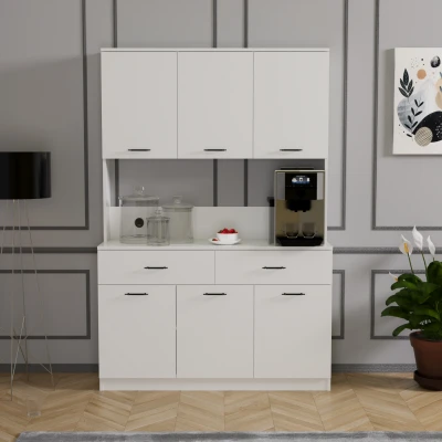 Elmas Kahve Köşesi Çok Amaçlı Dolap Beyaz