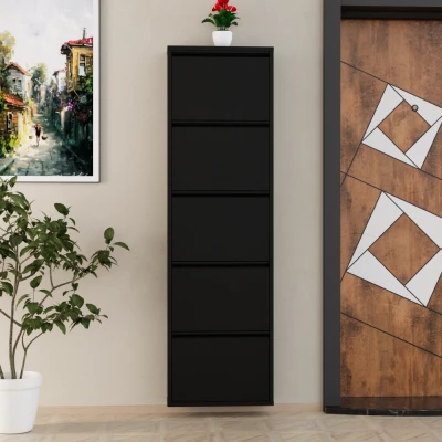 5 Kapaklı Metal Ayakkabılık Siyah