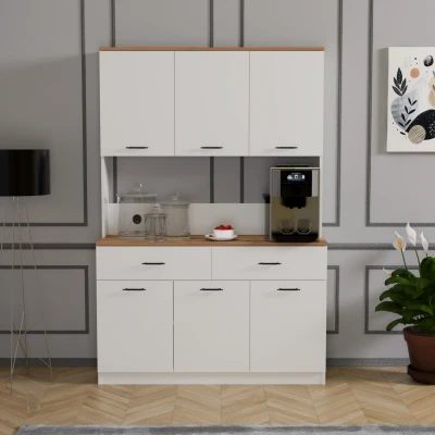 [EVDEMO-1971] Elmas Kahve Köşesi Çok Amaçlı Dolap Beyaz Atlantik Çam