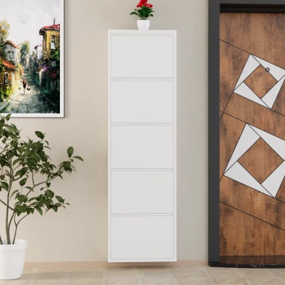 5 Kapaklı Metal Ayakkabılık Beyaz