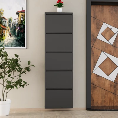 5 Kapaklı Metal Ayakkabılık Antrasit