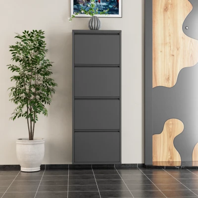 4 Kapaklı Metal Ayakkabılık Antrasit