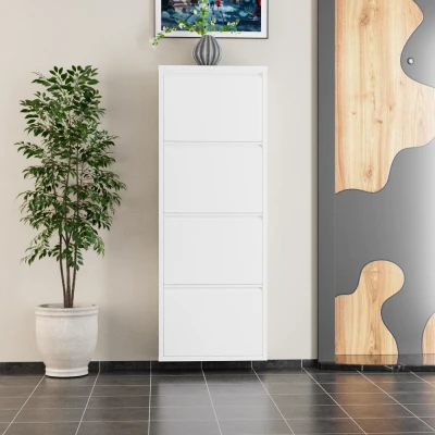 [EVDEMO-1944] 4 Kapaklı Metal Ayakkabılık Beyaz