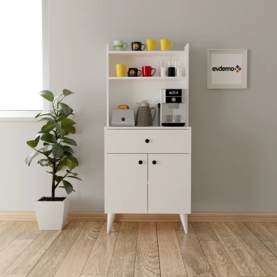 [EVDEMO-1797] Biga Kahve Köşesi Çok Amaçlı Dolap Beyaz