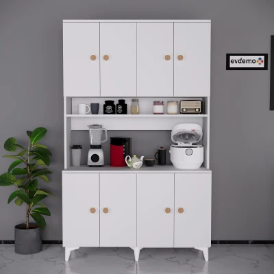 [EVDEMO-1937] Urla Kahve Köşesi Çok Amaçlı Mutfak Kiler Erzak Dolabı Beyaz