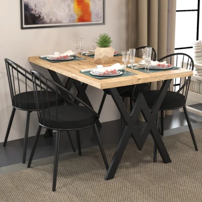 Eylül 4 Kişilik Mutfak Masa Takımı Atlantik Çam Siyah