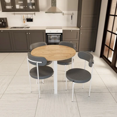 [EVDEMO-1746] Trend Yuvarlak Mutfak Masa Takımı Atlantik Çam-Gri-Beyaz