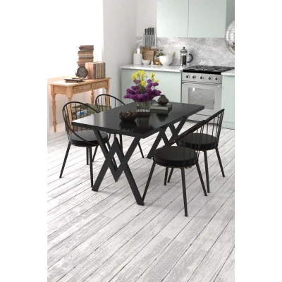 Evdemo Eylül 4 Kişilik Mutfak Masası Takımı Siyah Masa Siyah Sandalye