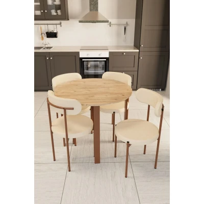 Trend Yuvarlak Mutfak Masa Takımı Atlantik Çam-Krem-Kahve