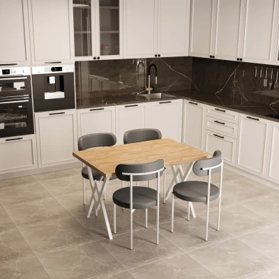 [EVDEMO-1742] Trend 4 Kişilik Mutfak Masa Takımı Atlantik Çam-Gri-Beyaz