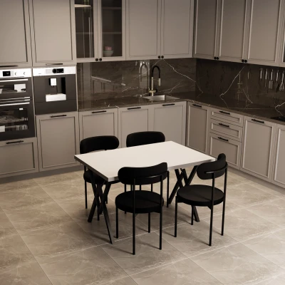 [EVDEMO-1741] Trend 4 Kişilik Mutfak Masa Takımı Beyaz-Siyah-Siyah