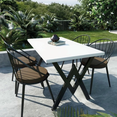 Evdemo Eylül 4 Kişilik Balkon Bahçe Masa Takımı Beyaz - Kahve