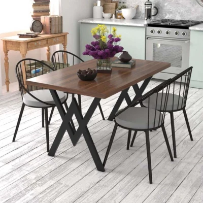 [EVDEMO-127] Evdemo Eylül 4 Kişilik Mutfak Masası Takımı Ceviz Gri