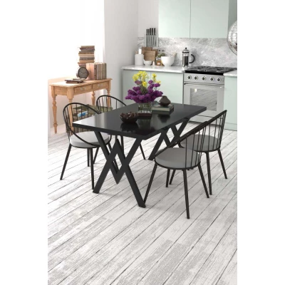 Evdemo Eylül 4 Kişilik Mutfak Masası Takımı Siyah Gri