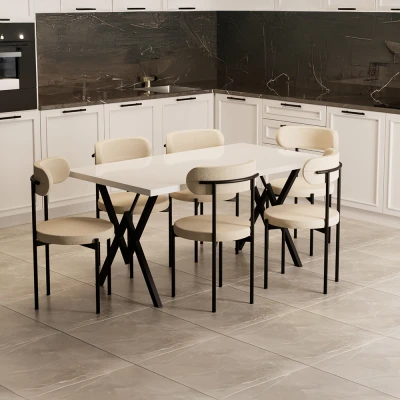 [EVDEMO-1782] Trend 6 Kişilik Mutfak Masa Takımı Beyaz-Krem-Siyah