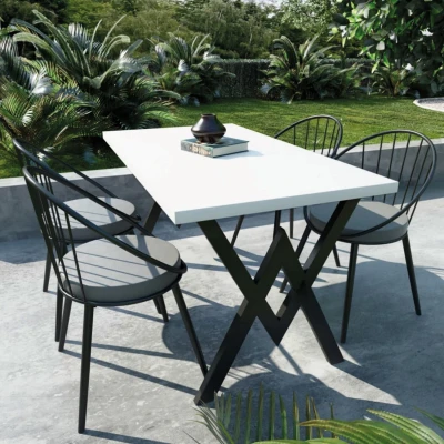 [EVDEMO-935] Evdemo Eylül 4 Kişilik Balkon Bahçe Masa Takımı Beyaz - Gri