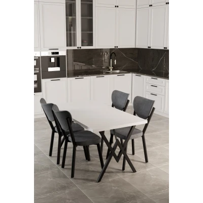 [EVDEMO-1811] Elma 4 Kişilik Mutfak Yemek Masa Takımı Gri