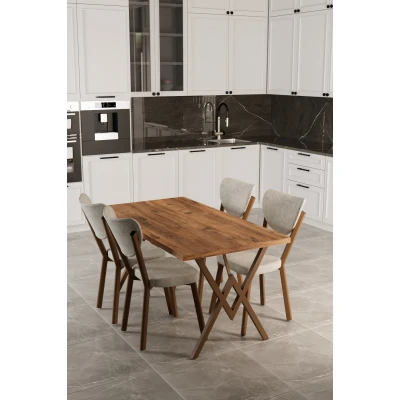 [EVDEMO-1809] Elma 4 Kişilik Mutfak Yemek Masa Takımı Krem