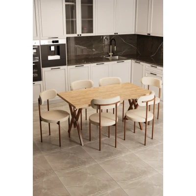 [EVDEMO-1771] Trend 6 Kişilik Mutfak Masa Takımı Atlantik Çam-Krem-Kahve