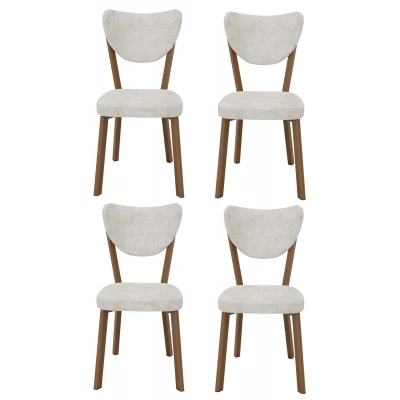 [EVDEMO-1823] Elma 4lü Mutfak Yemek Masası Sandalyesi Krem