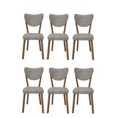 [EVDEMO-1827] Elma 6lı Mutfak Yemek Masası Sandalyesi Kahve