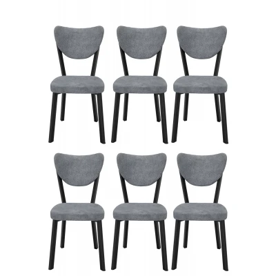 Elma 6lı Mutfak Yemek Masası Sandalyesi Gri