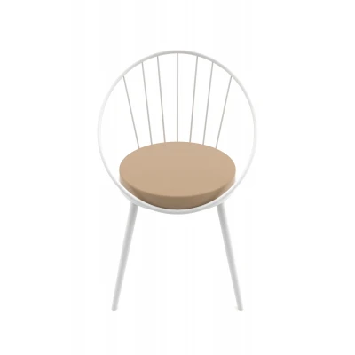 [EVDEMO-674] Evdemo Eylül Metal Tel Sandalye Beyaz Kahve