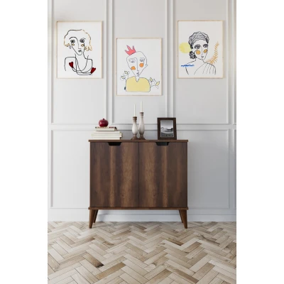 [EVDEMO-1808] Elegant 2 Kapaklı Dekoratif Konsol Barok Ceviz