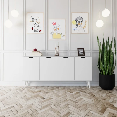 [EVDEMO-1799] Elegant 4 Kapaklı Dekoratif Konsol Beyaz