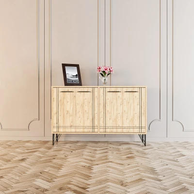 [EVDEMO-1775] Rio Metal Ayak Dekoratif Modern Konsol Atlantik Çam