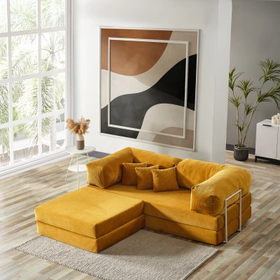 [EVDEMO-1990] Legom Alis Aktivite Koltuğu Yatak Olabilen Çok Amaçlı Kanepe Hardal