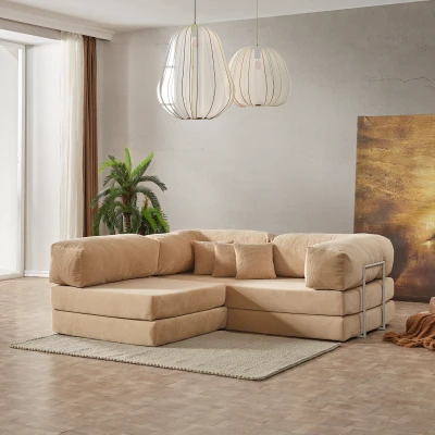 [EVDEMO-1997] Legom Sera Aktivite Koltuğu Yatak Olabilen Çok Amaçlı Kanepe Koltuk Takımı Bej