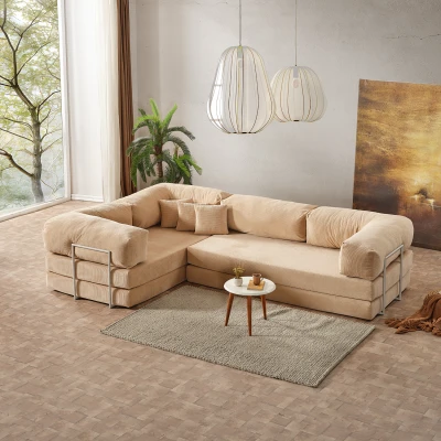 [EVDEMO-2015] Legom Lucas Aktivite Koltuğu Yatak Olabilen Çok Amaçlı Kanepe L Koltuk Bej