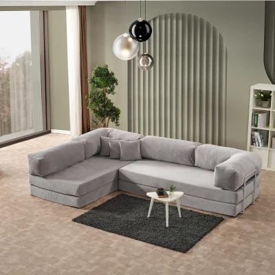 [EVDEMO-2007] Legom Petek Aktivite Koltuğu Yatak Olabilen Çok Amaçlı Kanepe L Koltuk Gri