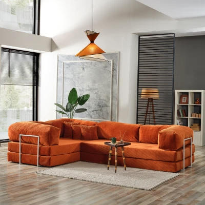 [EVDEMO-2018] Legom Lucas Aktivite Koltuğu Yatak Olabilen Çok Amaçlı Kanepe L Koltuk Kiremit