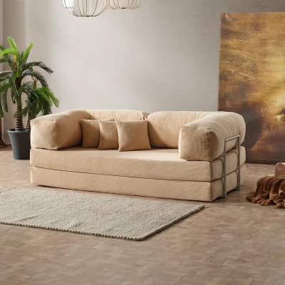 Legom Stil Aktivite Koltuğu Yatak Olabilen Çok Amaçlı Kanepe Bej