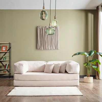 [EVDEMO-1983] Legom Stil Aktivite Koltuğu Yatak Olabilen Çok Amaçlı Kanepe Krem