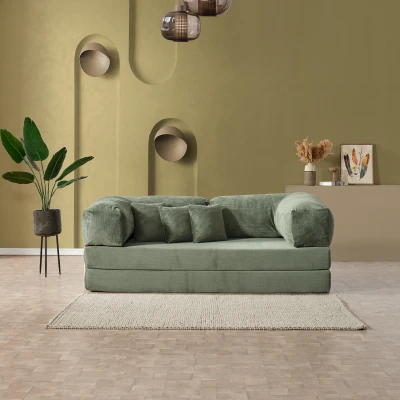 [EVDEMO-1986] Legom Stil Aktivite Koltuğu Yatak Olabilen Çok Amaçlı Kanepe Yeşil