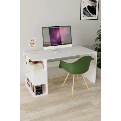 Leo Kitaplıklı Çalışma Masası Beyaz