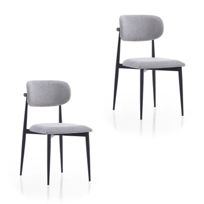 [EVDEMO-2214] Polo Metal 2'li Mutfak Yemek Masası Sandalyesi Gri