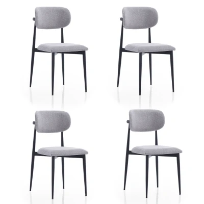 [EVDEMO-2217] Polo Metal 4'lü Mutfak Yemek Masası Sandalyesi Gri