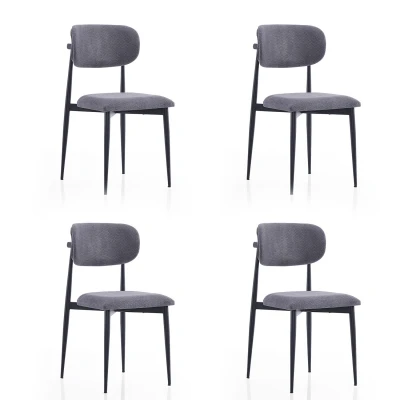 Polo Metal 4'lü Mutfak Yemek Masası Sandalyesi Antrasit