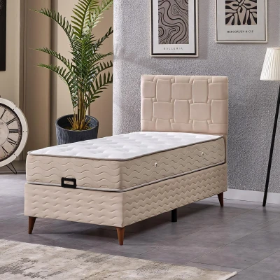 [EVDEMO-2204] Vizyon Tek Kişilik Baza Başlık Yatak Seti Krem 90*190