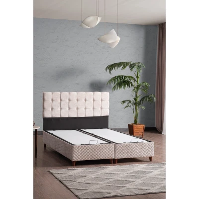 [EVDEMO-1710] Bengü Çift Kişilik Baza Başlık Set Krem 150*200