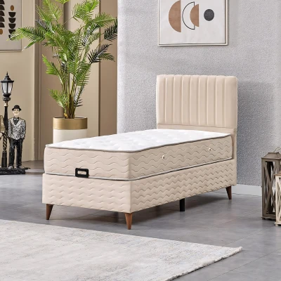 Ezgi Tek Kişilik Baza Başlık Set Krem 90*190